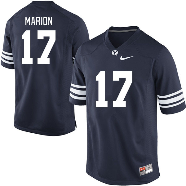 Men #17 Keelan Marion BYU Cougars College Football Jerseys Stitched Sale-Navy - Click Image to Close